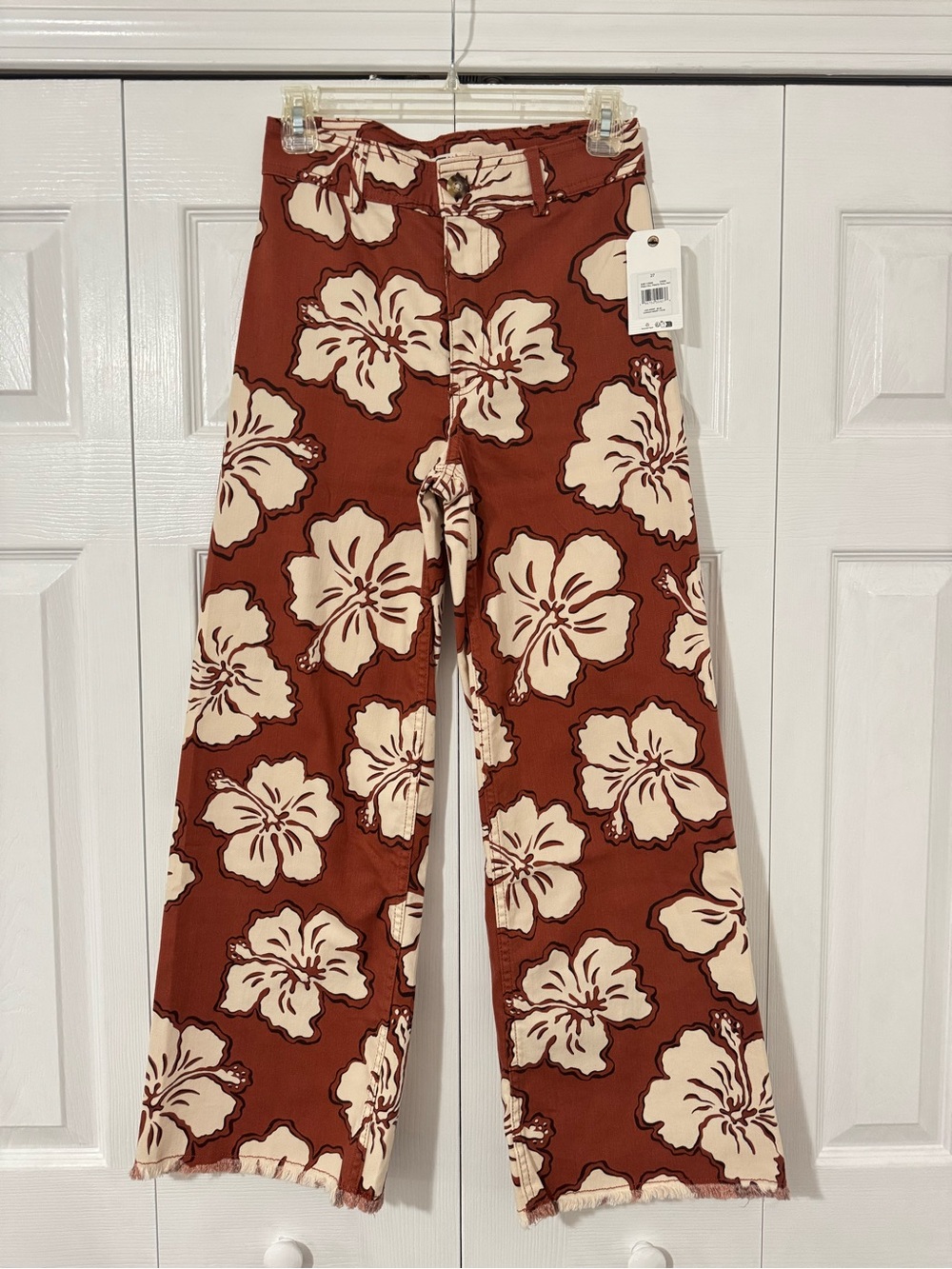 Billabong Floral Wide-Leg Pants - Rust & Cream